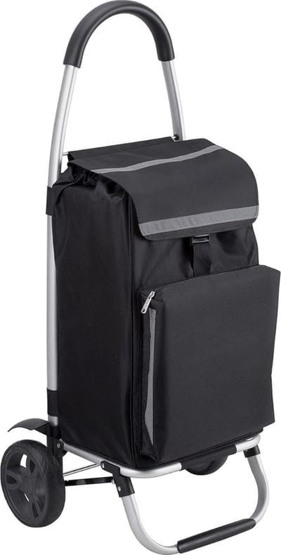 Boodschappen Tas - Shopping Trolley - Op Wielen - 29D x 38B x 89H CM - Zwart