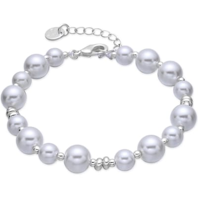 Luxenter Armband met witte parel, afwerking in rhodium - Akio