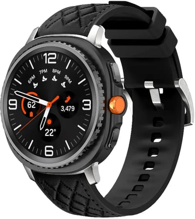 Strap-it diamond leren hybrid bandje smartwatchband geschikt voor Samsung Galaxy Watch 9 (40/44mm) / Watch 8 (40/44mm) / 8 Classic (46mm) - zwart