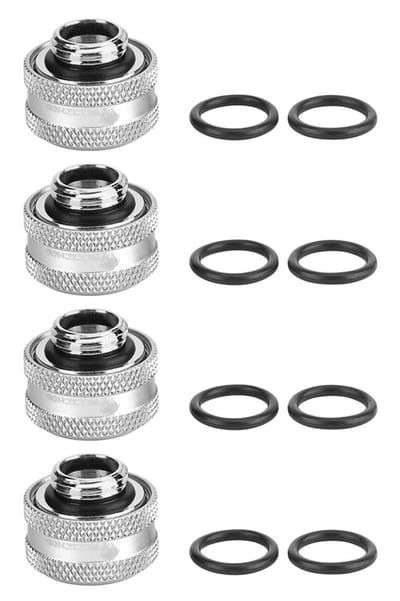 Dailygoods- Koelpijp Fitting - Hard Acryl - Geschikt voor 14mm Buitendiameter - 4/6 Stuks - Messing - Goede Afsluiting - Koelpijp Connector