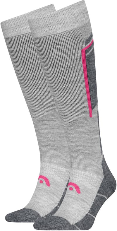 HEAD Skisokken Unisex Beginner Logo 2-Pack Grey / Raspberry