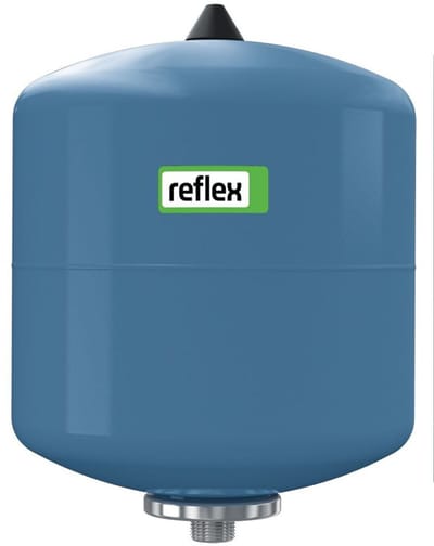 Reflex Winkelmann Reflex Refix DE 8, niet-doorstroomd membraan drukhoudvat, blauw, 16/4 bar, roestvrijstalen aansluiting, 7301006