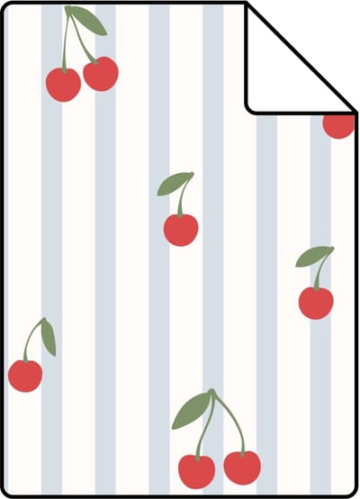 Proefstaal ESTAhome behang kersen blauw en rood - 26.5 x 21 cm - 131655-S