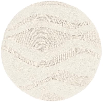 Badmat, Moderne, Ø 150 cm, Rond, Laagpolig, Woonkamer, Slaapkamer, Hal, Machinewas, Wit