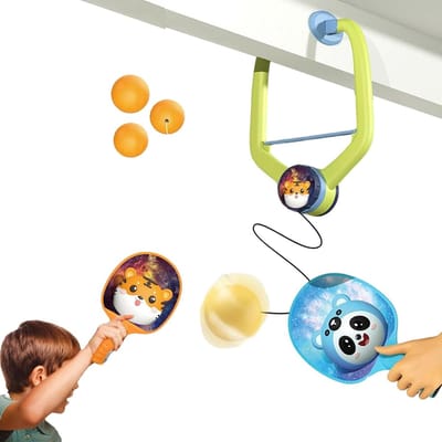 Tafeltennis Trainer - Indoor Trainingsapparaat - Kinderen Trainen - Verstelbare Hoogte - Tot 1.3 Meter - Tijger Raccoon