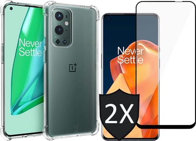 Hoesje geschikt voor OnePlus 9 Pro - Transparant Shock Proof Case + 2x Screen Protector Glas Full