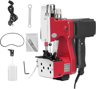 DIMICO - Naaimachine industrieel voor zakken en verpakkingen - Elektrische zaknaaimachine - 220V - 2600 steken p/m - Rood