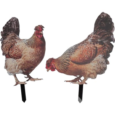 2 stuks Kip Tuinsteker Ornament Acryl Stereoscopische Simulatie Kleurrijk Buiten Kip Grondplug gray