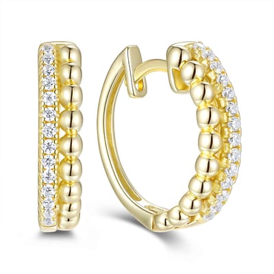 New Bling 9NB-1742 – Zilveren oorringen bolletjes en zirkonia – Goudkleurig – 925 zilver