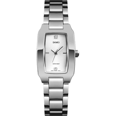 SKMEI Dames Quartz Horloge Roestvrijstalen Band Diamant Wijzerplaat Vrouwelijke Polsband Elegante Dameshorloges zilver