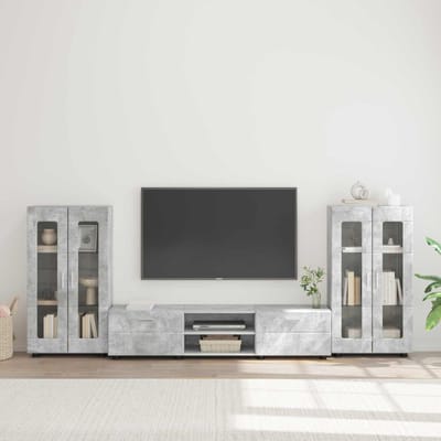 vidaXL - Tv-meubelset - FLORIN - 3 - st - Beton - Grijs - Bewerkt - hout