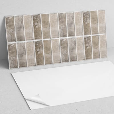 Coloray Wandpanelen Zelfklevend - Rechthoekige tegels PVC Wandpaneel - 100 cm x 50 cm - Romig Wandbekleding Zelfklevend - 1 stuk - Texturen Wandpanelen Zelfklevend - Wandpaneel Keuken - Wandpanelen Badkamer
