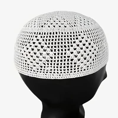 Bovista Kufi - Gebedshoed - Islam - Alhamdulillah - Islamitische Kleding - Moslim Kleding - Wit - 5pc