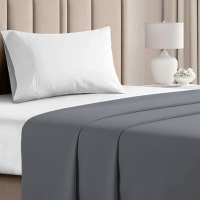 Bedsupplies Katoenen Laken 100% Katoen – Lits - Jumeaux 250x260 cm Ademend, Zacht & Comfortabel - Grijs