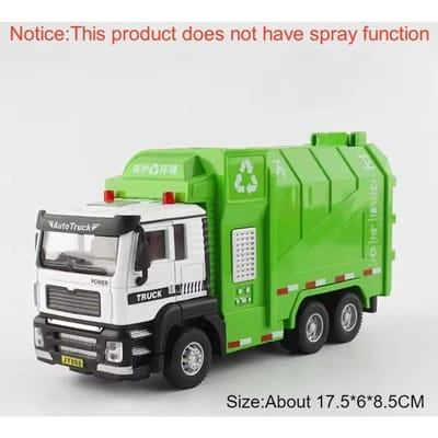 1:50 Stofonderdrukking Sanitaire Vuilniswagen Model Speelgoedauto Pull Back Licht Geluid Bouwvoertuig Modellen Kinderen Cadeaus