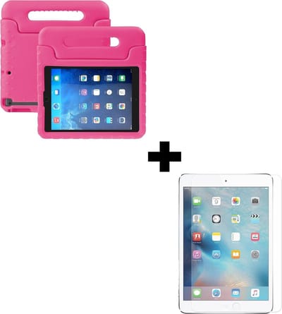 Hoesje - Geschikt voor Apple iPad 3 (2012) - 9.7 inch - 3e Generatie - Met Screenprotector - Kinderhoes - Shockproof Bumper - Kidsproof Case - Tablethoes - Kinder Hoes Cover - Roze