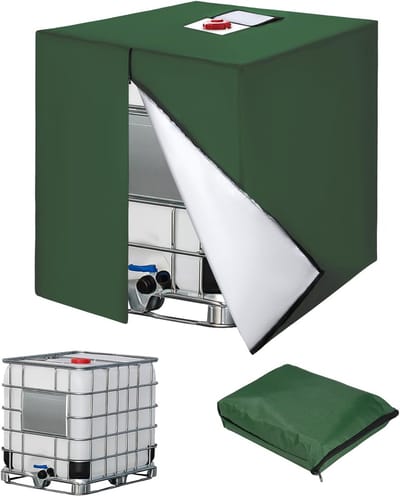 Famanu - IBC tankafdekking 1000L 420D waterreservoir anti-UV beschermzeil regenwatertank met ritssluiting