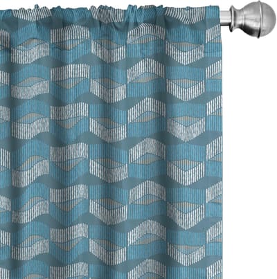 ABAKUHAUS Ikat-Art – Gordijnen 2x75x225 cm – Microvezel Blauw Taupe Wit