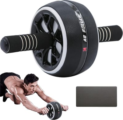 Buikspierroller - Fitness wiel - Core training - Antislip textuur - 30cm breed - Zwart