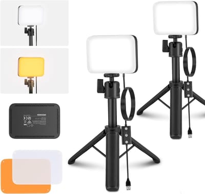 LED Videolampen Set met Statief en Filters voor Webcam, Zoom, Makeup en Streaming - Dimbaar en Ideaal voor Thuiswerk en Conferenties
