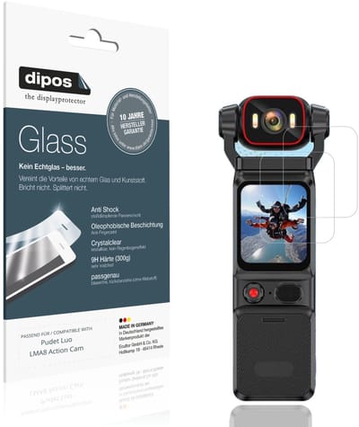 dipos – 2x Pantserfolie geschikt voor Pudet Luo LMA8 Action Cam | 9H Screenprotector
