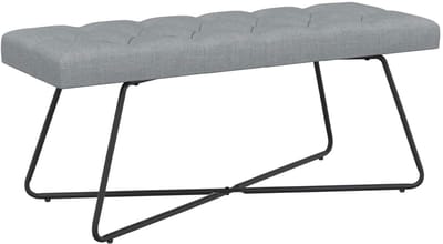 vidaXL - Bank - met - knopen - tufting - Lichtgrijs - 110 - x - 40 - x - 46 - cm - Stof