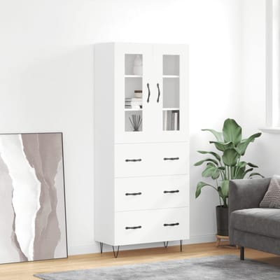 vidaXL - Hoge - kast - 69,5x34x180 - cm - bewerkt - hout - wit