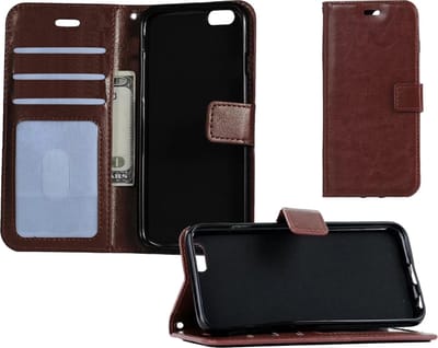 Hoesje - Geschikt voor Apple iPhone 5 / 5s / 5SE - Luxe Bookcase - Walletcase Hoes - Portemonnee - Cover - Telefoonhoes - Bruin