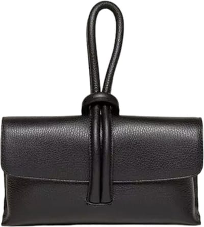 Zwarte Leren Handtas - Met Lus Handvat - Extra Lang leren Hengsel - Trendy Handtassen Schoudertassen - Italiaans Leder - Zwart