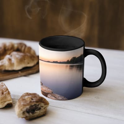 Magische Mok - Foto op Warmte Mokken - Koffiemok - Hout - Palen - Water - Magic Mok - Beker - 350 ML - Theemok
