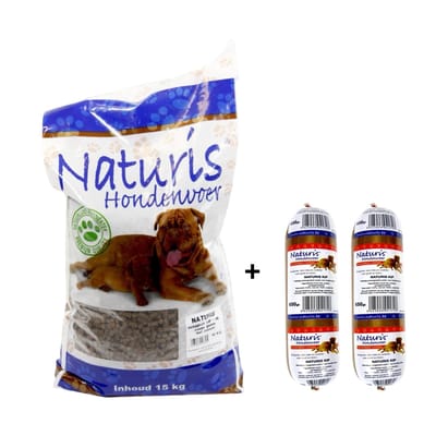 Combideal Naturis - Naturis Brok Geperst Eend (15 KG) + Houdbaar Kip (2x 650 GRAM)