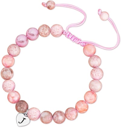 8 mm echte natuursteen kralenarmband dames hart letters hanger verstelbaar geschenken voor vrouwen meisjes