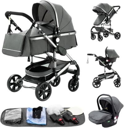 3-in-1 Kinderwagen Combinatie Inclusief Reiswieg en Zitting