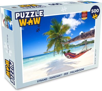 Puzzel Strand - Hangmat - Zee - Palmboom - Legpuzzel - Puzzel 500 stukjes