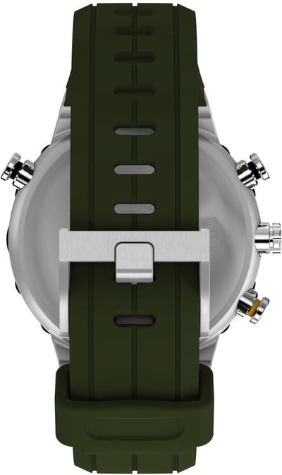 Timex Expedition Ttc Quartz Analoog Horloge Groen En Zilverkleurig Kast Gemaakt Van 100% Roestvrij Staal En Een Armband Van 100% Siliconen 45 TW2Y14400AJ