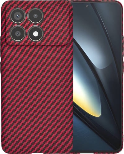 Hoesje geschikt voor Xiaomi Poco F6 Pro - Techsuit Carbonite FiberShell Carbon Back Cover - Rood