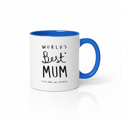 World's Best Mum Mok Blauw/Wit - Grappige Koffiemok voor Moeder - 330ml Keramische Beker