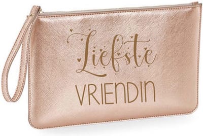 Toilettas leerlook cadeau Liefste vriendin-rose gold-cadeau kerst-verjaardag
