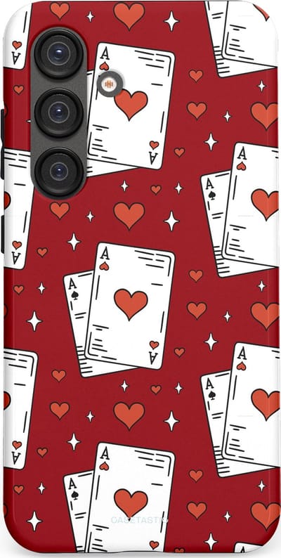 Casetastic hoesje geschikt voor Samsung Galaxy S25 - Dubbellaagse bescherming - Kaarten Aas - Fashion Case - Bordeaux Wit Zilver