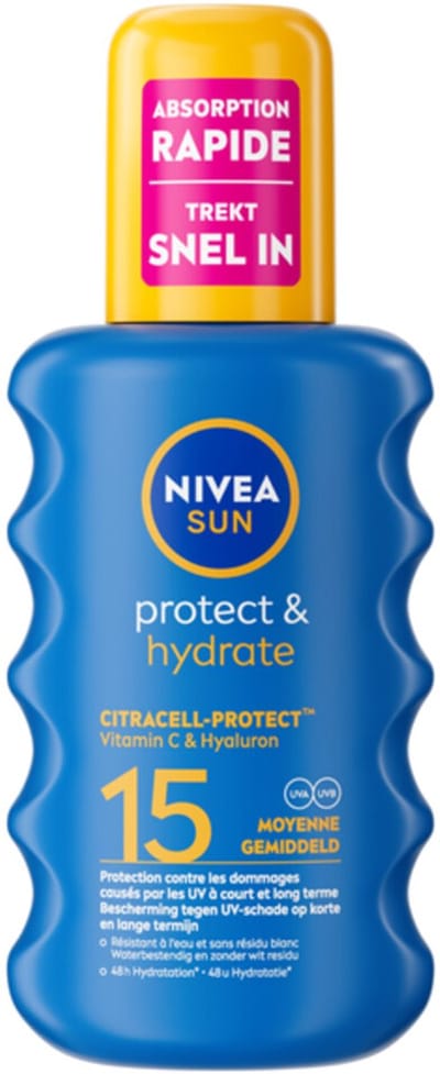 NIVEA Sun Protect & Hydrate Zonnebrand SPF 15 - 3 x 200 ml - Voordeelverpakking