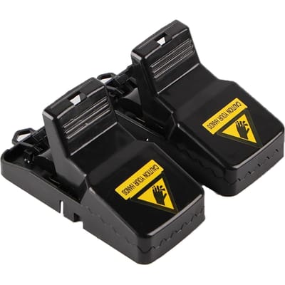 Piège à souris réutilisable p-lastic s-mart, piège à souris à destruction rapide pour les campagnols de rongeurs d'intérieur/extérieur 2pcs black
