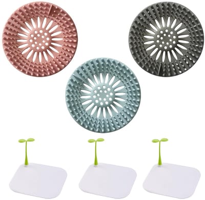 Cosensi - Silicone Filters - Anti-Odor Lid - Perfect voor Afvoeren - 3 Stuks - Kleur: Pink, Blue, Grey - Geschikt voor Sinks, Bathtubs, Drain Outlets