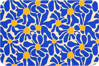 Badmat 90x60 cm - Antislip - Abstract - Bloem - Blauw - Badmatten voor badkamer - Badkamermat - Douchemat - Badkamer mat