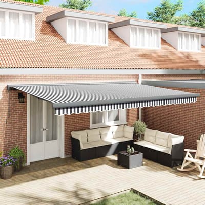 vidaXL - Luifel - uittrekbaar - 5x3 - m - stof - en - aluminium - antraciet - en - wit