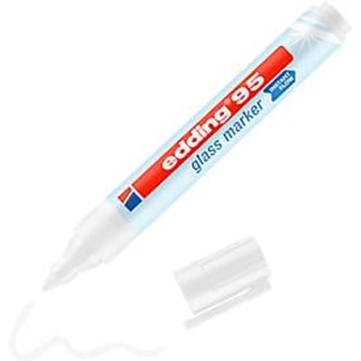 Glasmarker edding 95, voor glazen oppervlakken & whiteboards, lijndikte 1,5-3 mm, ronde punt, wit