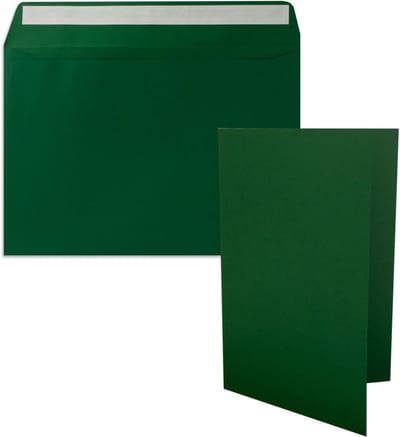 25x Grote Vouwkaarten DIN A5 Donkergroen met DIN C5 Enveloppen Zelfklevend - Perfect voor Uitnodigingen en Bedankjes