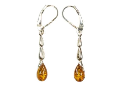 Zilveren oorbellen met sluiting Amber / Barnsteen 925 zilver