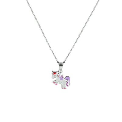 Collier Eenhoorn 36 + 4 Cm Zilver Gerhodineerd