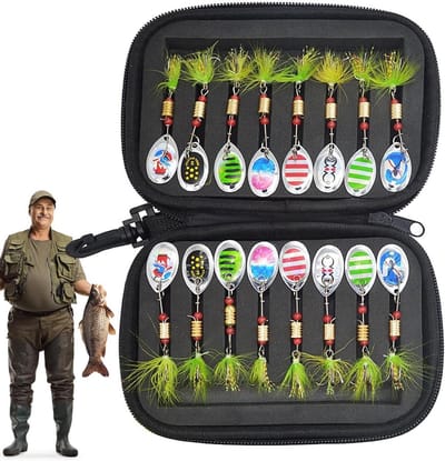 Spinner-aas, basspinner-aas, 16 x klein baars-visaas, visaas, spinnerbait, visaas, lepelaas, spinnerbait jigs voor baars-zalmforel