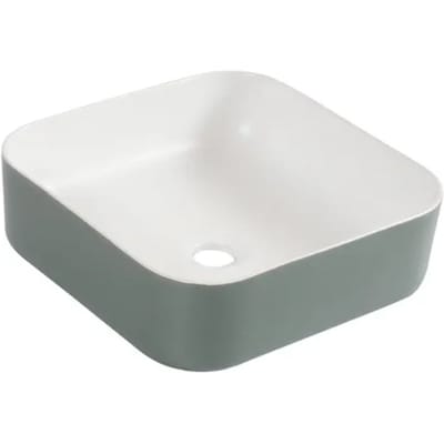 Differnz Waskom Nila - Keramiek - Vierkant - Groen/wit - 38x38x13cm